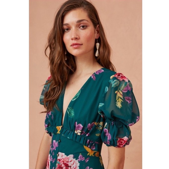 🆕 Keepsake About Us Midi Dress in Jade Botanic Floral - Medium - Picture 4 of 4